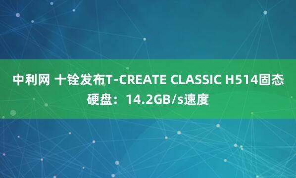 中利网 十铨发布T-CREATE CLASSIC H514固态硬盘：14.2GB/s速度